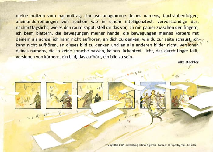 poetryletter nr. 329 · meine notizen · alke sachler und rittiner & gomez