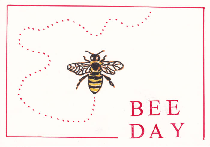 Postkarte Biene - Postkarte Mail Art Arte Postale